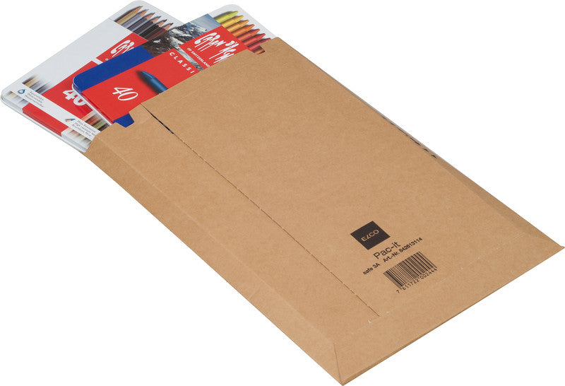 Elco Karton-Versandtasche – 240 × 340 mm, Wellkarton, Braun, Selbstklebend, Aufreissperforation