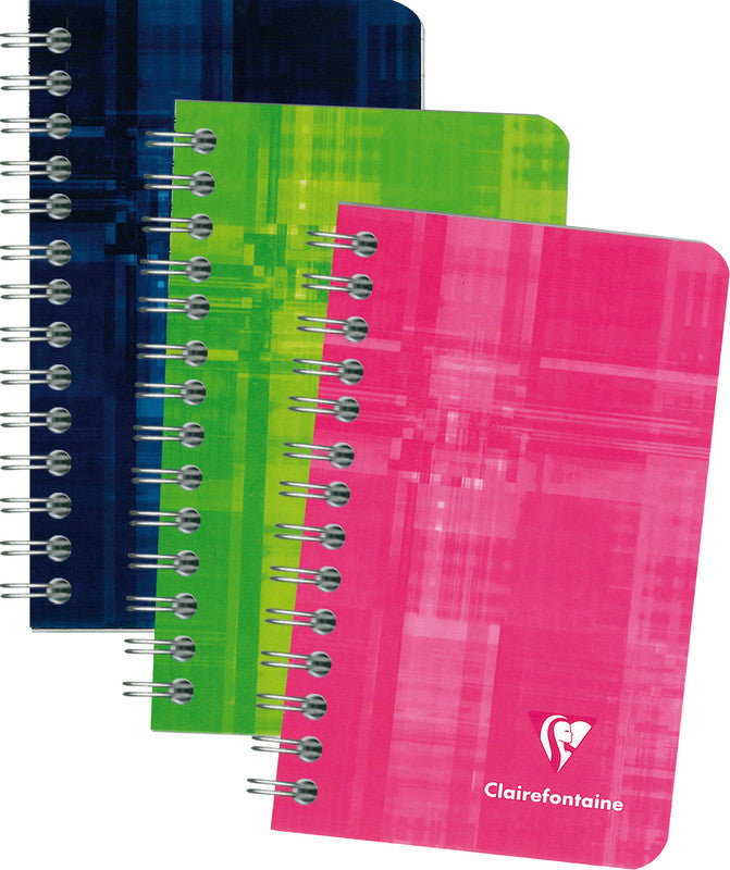 Clairefontaine Spiralheft, 75 × 120 mm, kariert, Spiralbindung, Karton, 50 Blatt, 50 g/m² – farbig sortiert