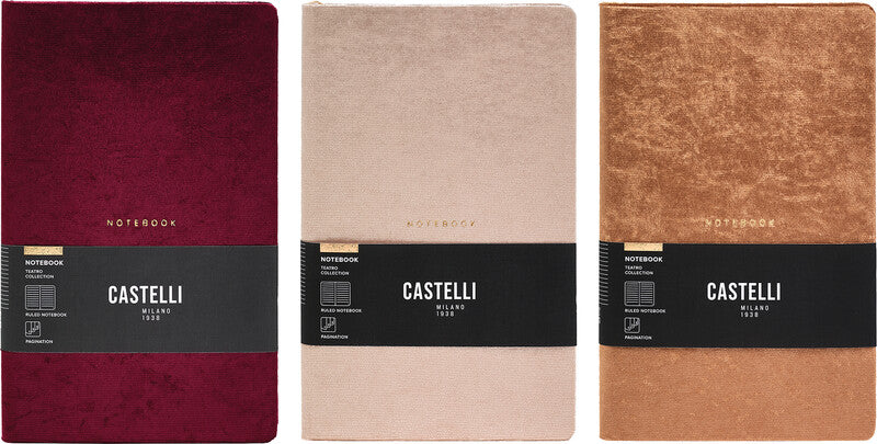 Castelli Teatro Notizbuch – A5 – Liniert – 192 Seiten – 80 g/m² – Gebunden, Gummiband, Stiftschlaufe, Creme