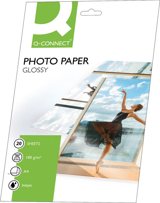 Q-connect Fotopapier – glänzend, 100 × 150 mm, 180 g/m², 25 Blatt, einseitig bedruckbar – für Inkjet-Drucker
