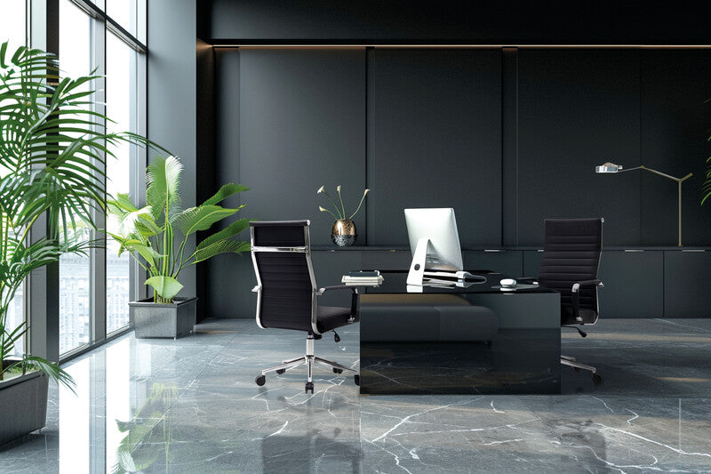 Q-CONNECT Bosa Bürostuhl – Kunstleder – Schwarz, 47–57 cm, bis 110 kg