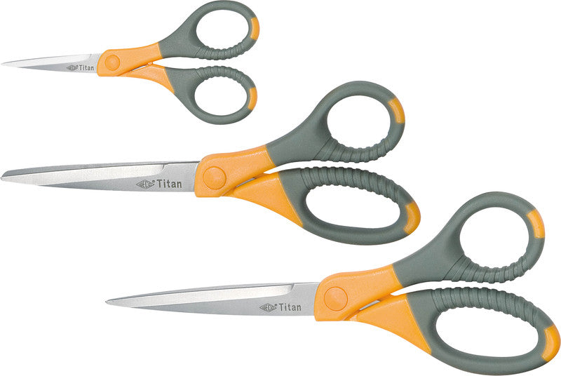 Wedo Universalschere – Edelstahl, titanbeschichtet, für Rechts- und Linkshänder, spitz, Kunststoffgriffe, grau