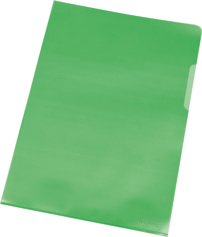 Q-CONNECT Sichtmappe A4 – 120 µm, grün, Kunststoff, genarbt, blendfrei, 100er-Pack