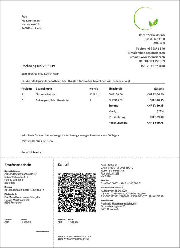 Simplex Formular – simfacture Swiss QR, A4