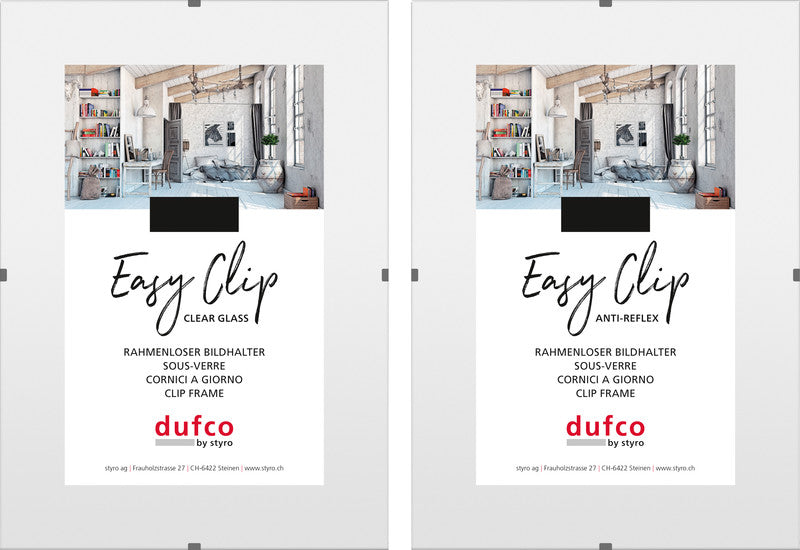 Dufco Wechselrahmen Easy Clip, Glas, transparent, 50 × 70 cm, mit Antireflexglas