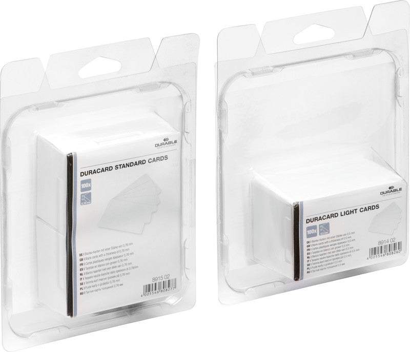 Durable Druckkarten 85,6 × 53,98 mm, Weiss, Kunststoff – 100 Karten