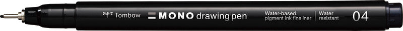 Tombow Mono Drawing Pen Fineliner – 4er-Set – Schwarz – Wasserfest