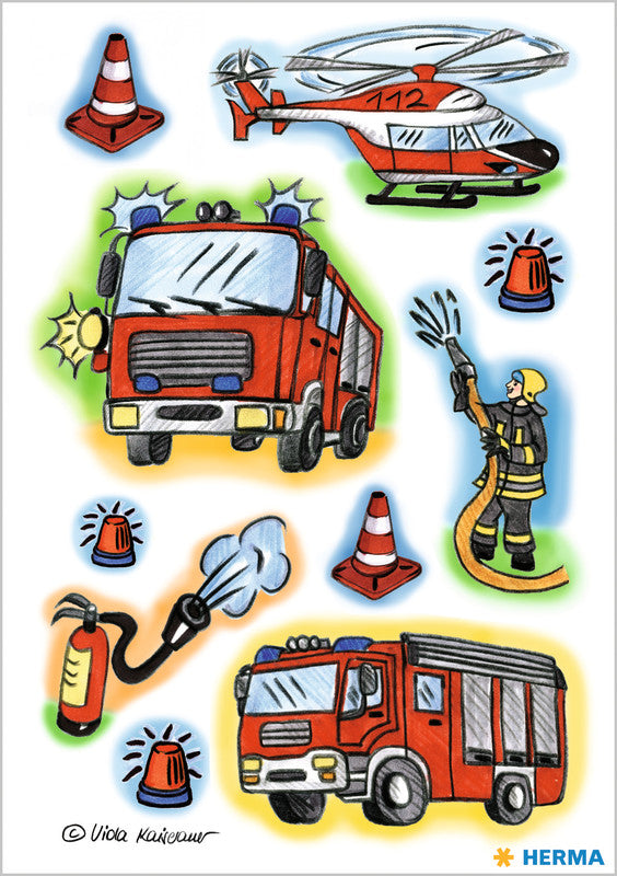 HERMA Schmucketiketten – Feuerwehr – 30 Stück – permanent – mehrfarbig