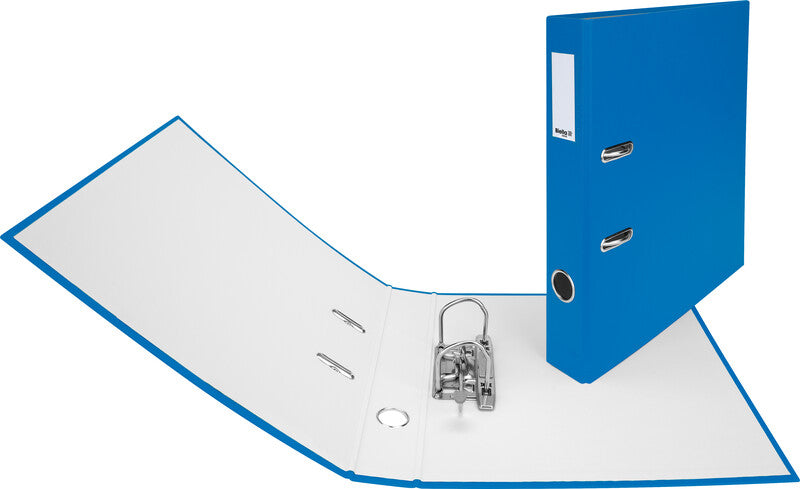 Biella Ordner – A4 hoch – 2-Ring Hebelmechanik, Rücken 40 mm – blau, mit Niederhalter, mit Griffloch, FSC