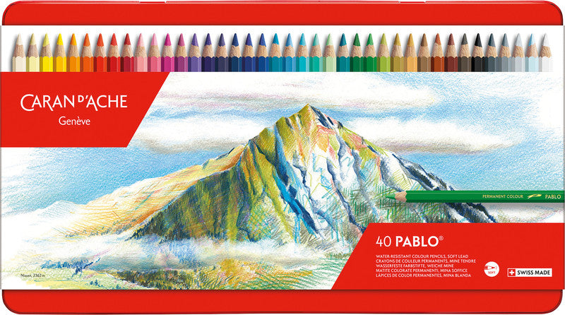 Caran d-Ache Caran d'Ache Buntstifte Pablo – 40 Farben, im Metalletui, Ø 3,8 mm, FSC