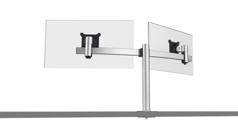 Durable Monitorhalterung, 2 Monitore, Tischdurchführung, bis 27", VESA 75 × 75/100 × 100 mm, 8 kg, silber