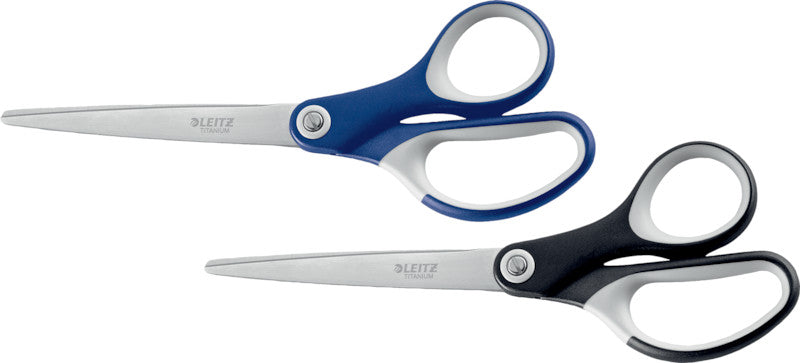 Leitz Universalschere – titanbeschichtet, für Rechts- und Linkshänder, abgerundet, Softgrip, Kunststoff, blau
