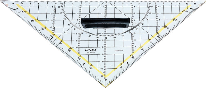 Linex Wandtafel-Geodreieck 45° – Hypotenuse 22,5 cm, Kunststoff, mit abnehmbarem Griff, Stärke 2 mm