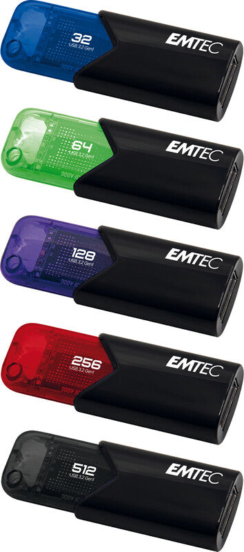 Emtec B110 Click Easy USB-Stick – 64 GB, USB 3.2, Gehäuse aus 100% recyceltem Kunststoff ohne Kappe