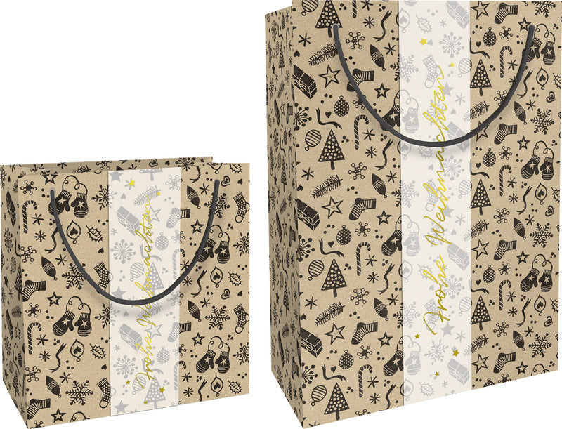 Braun + company Tragetasche Christmas Things – mit Baumwollkordel, Papier – 200 × 210 × 80 mm