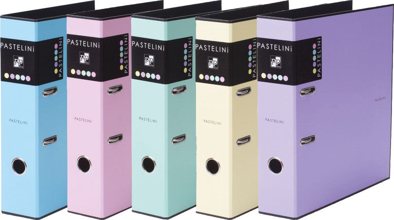 Pastelini Ordner – A4 hoch – 2-Ring Hebelmechanik, Rücken 70 mm – violett, mit Griffloch, mit Raumsparösen