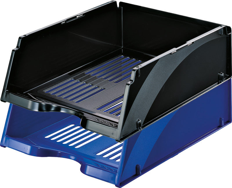 Esselte Briefkorb – mit Griffausschnitt, mit Beschriftungsfeld, glänzend, schwarz, B 268 × H 115 × T 338 mm