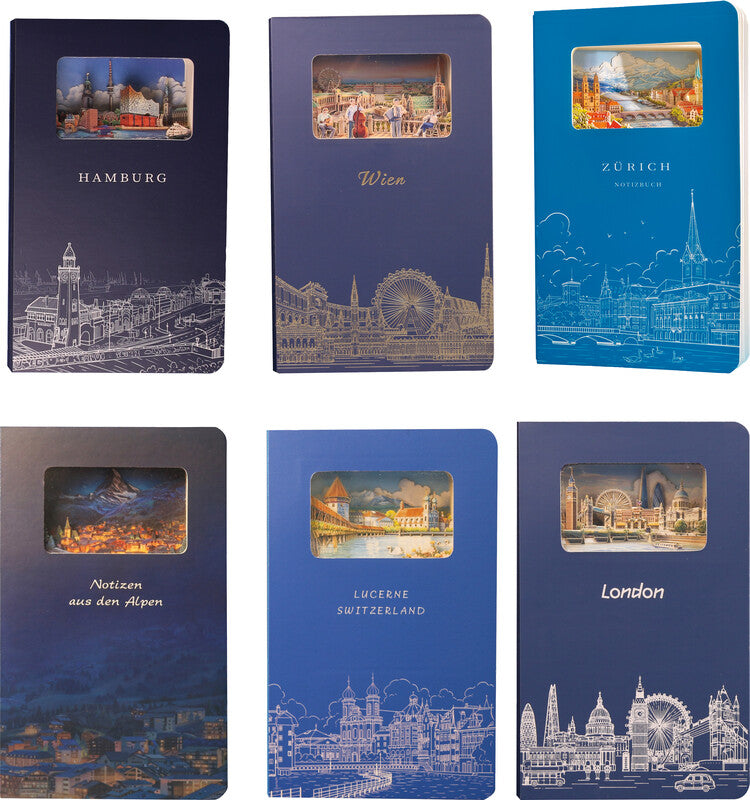 Buddhiherz Notizbuch, 110 × 180 mm, liniert, Fadenheftung, Hardcover, 216 Seiten, 150 g/m² – blau