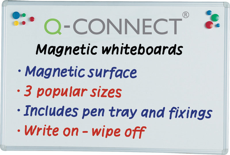 Q-Connect – Whiteboard – 120 × 90 cm, lackierter Stahl, magnetisch, Aluminiumrahmen, Wandmontage