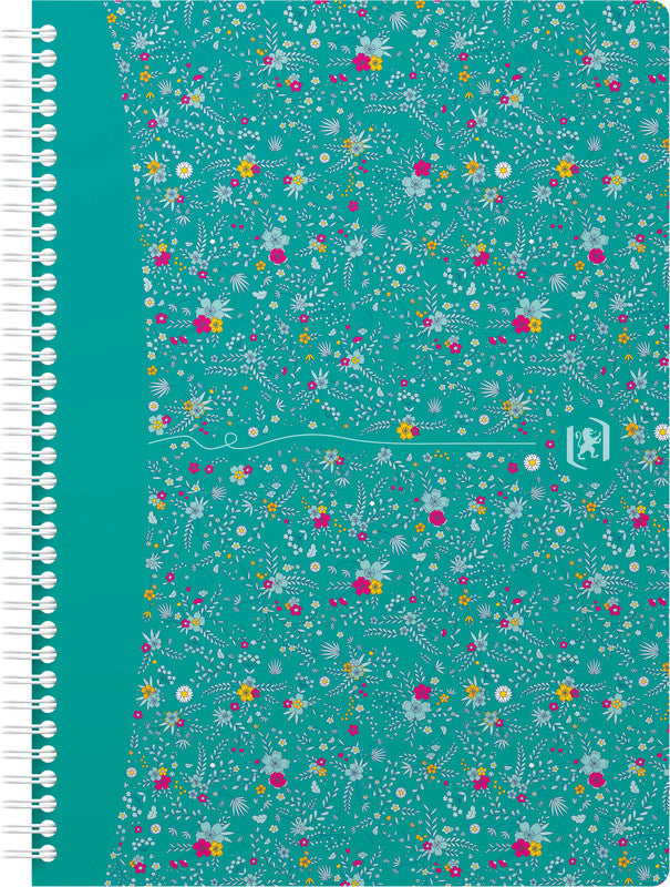 Oxford Collegeblock B5, liniert, Spiralbindung, 60 Blatt, perforiert, 90 g/m² – floral, für SCRIBZEE App