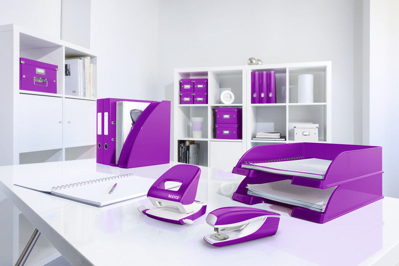 Leitz NeXXt 5502 WOW – Hefter, 30 Blatt, für 24/6, 26/6, Oberlade, Klammernentferner, Einlegetiefe 38 mm, violett