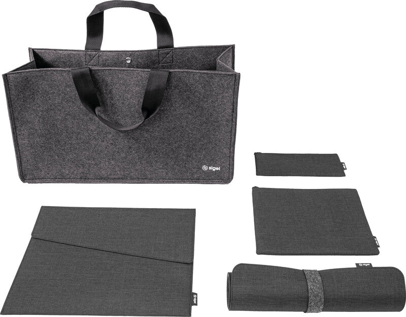 Sigel Business-Filztasche Basic L Aufbewahrungsbox – Anthrazit, Filz, für Laptops bis 396 mm, 5er-Set