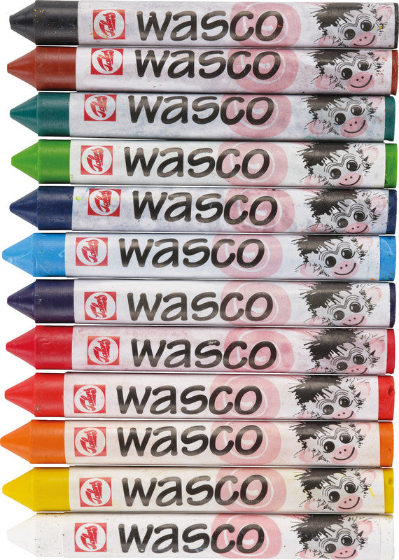 Wasco Wachsmalkreiden – Set – 12 Farben, für dunkles Papier