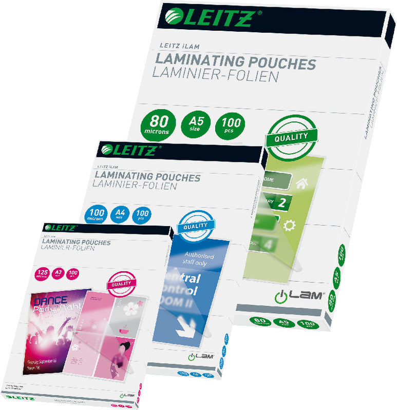 Leitz Laminierfolien A4, glänzend – 100 µm, 216 × 303 mm, 100 Stk.