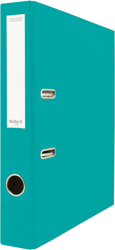 Biella Bundesordner – A4 Hochformat – 2-Ring Hebelmechanik, Rücken 40 mm – Türkis, Karton, mit Griffloch, FSC