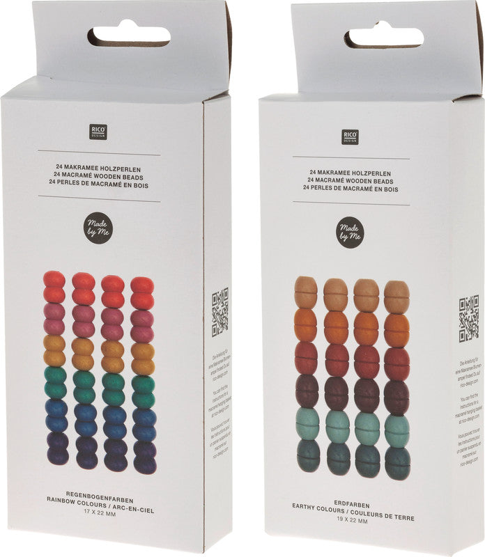 Rico Design Holzperlen rund – Ø 25 mm, Loch-Ø 8 mm, mehrfarbig, 24 Stk.