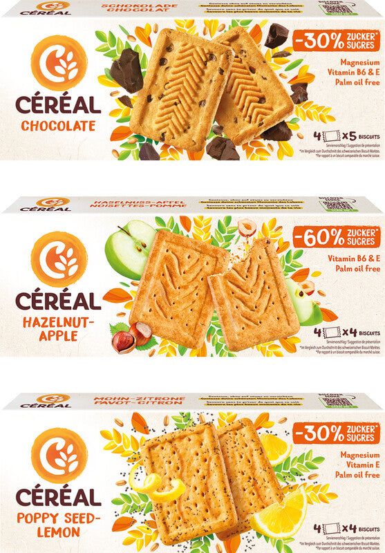 Céréal Gebäck – Mohn & Zitrone, 4 Beutel × 4 Stück à 12,5 g (200 g)