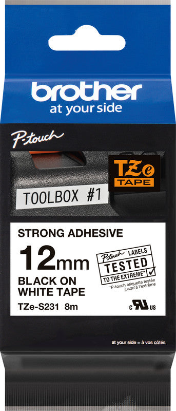 Brother Schriftband – 12 mm × 8 m, weiss, schwarz