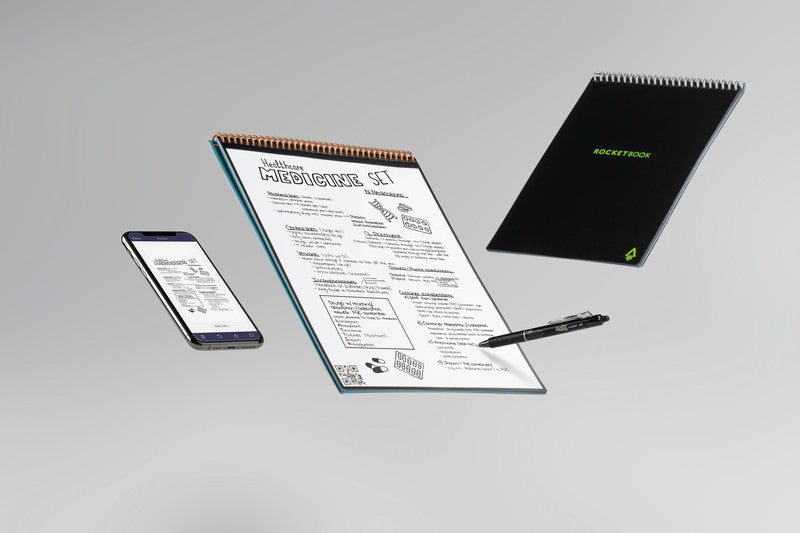 Rocketbook Spiralblock, Hardcover, 16 Blatt, 90 g/m² – Schwarz, für ROCKETBOOK App
