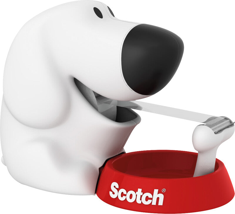Scotch Tischabroller Dog – für Rollenbreite bis 19 mm, für Bandlänge bis 33 m, für Kern 1", Metallmesser