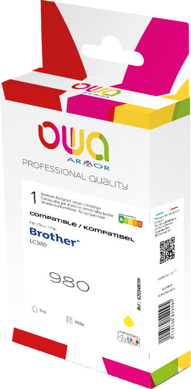 Owa Tintenpatrone LC-980Y, Gelb, 7 ml, Kompatibel – für Tintenstrahldrucker/Multifunktionsgeräte