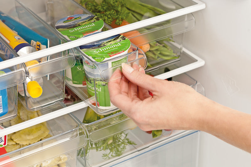 Rotho Kühlschrank-Organizer Loft – 5 l – mit Henkel, spülmaschinenfest – Kunststoff – transparent – 22 × 9 × 3