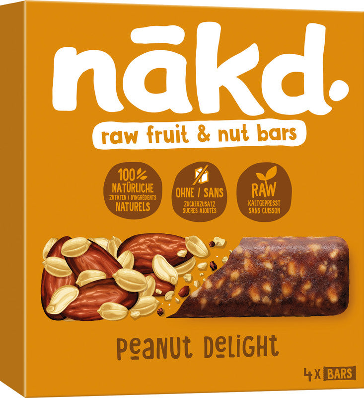 Nakd Riegel – Erdnussbutter, vegan, ohne Zuckerzusatz, 4 × 35 g (140 g)