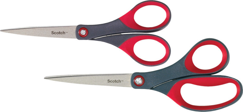 Scotch Universalschere – 18,0 cm, Edelstahl, für Rechts- und Linkshänder, spitz, Kunststoff, rot