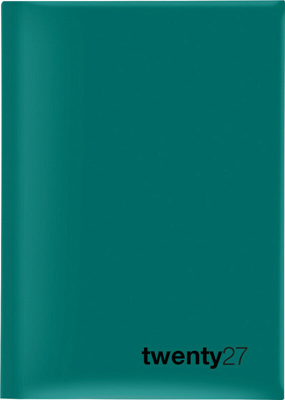 Biella Bunte Agenda – 1 Tag pro Seite, gebunden, 14,5 × 20,5 cm, 2027, ½-Stunden-Takt, Petrol, FSC