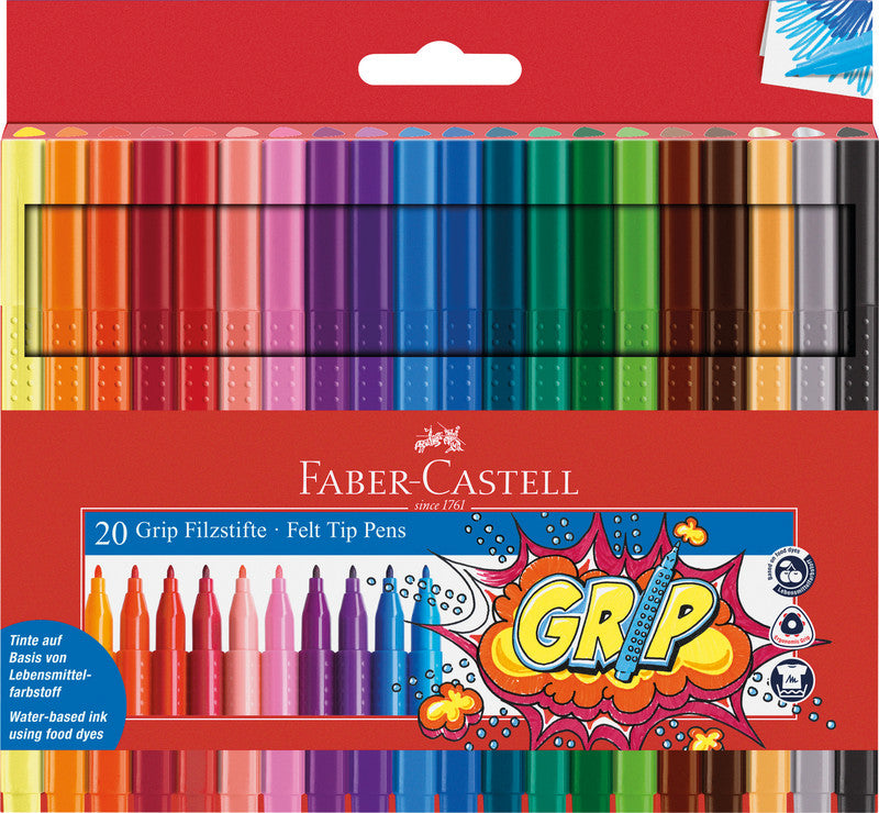 Faber-Castell Fasermaler, Strichbreite 1 mm, auswaschbar, 20 Farben