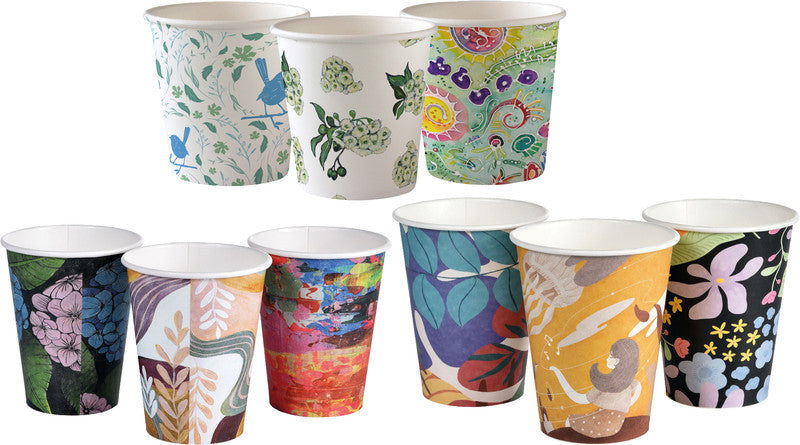 Duni BioPak Trinkbecher Papier (PLA-beschichtet) – 1,2 dl, sortiert, 50 Stück