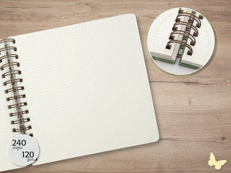 Sigel Spiralbuch, 234 × 215 mm, Punktkariert, Hardcover, 240 Seiten, 120 g/m² – Mehrfarbig