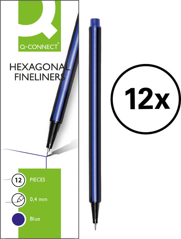 Q-connect Fineliner – 12er-Set – 0,4 mm – blau