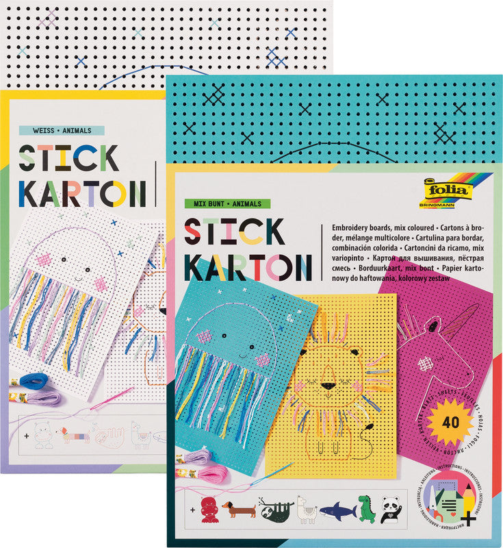 Folia Stickkarton – sortiert – 175 × 245 mm, 40 Bogen – für Sticken