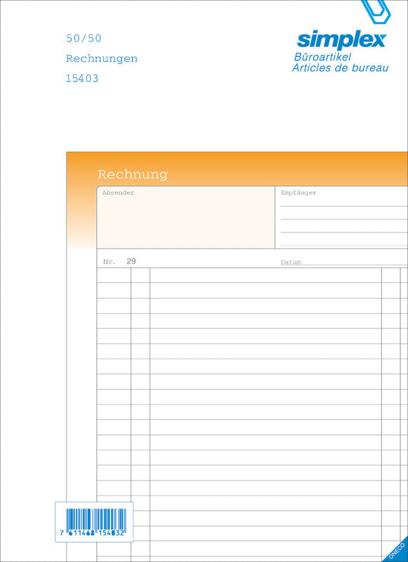 Simplex Formularblock – Rechnungen, Deutsch, 50 Blatt, A4