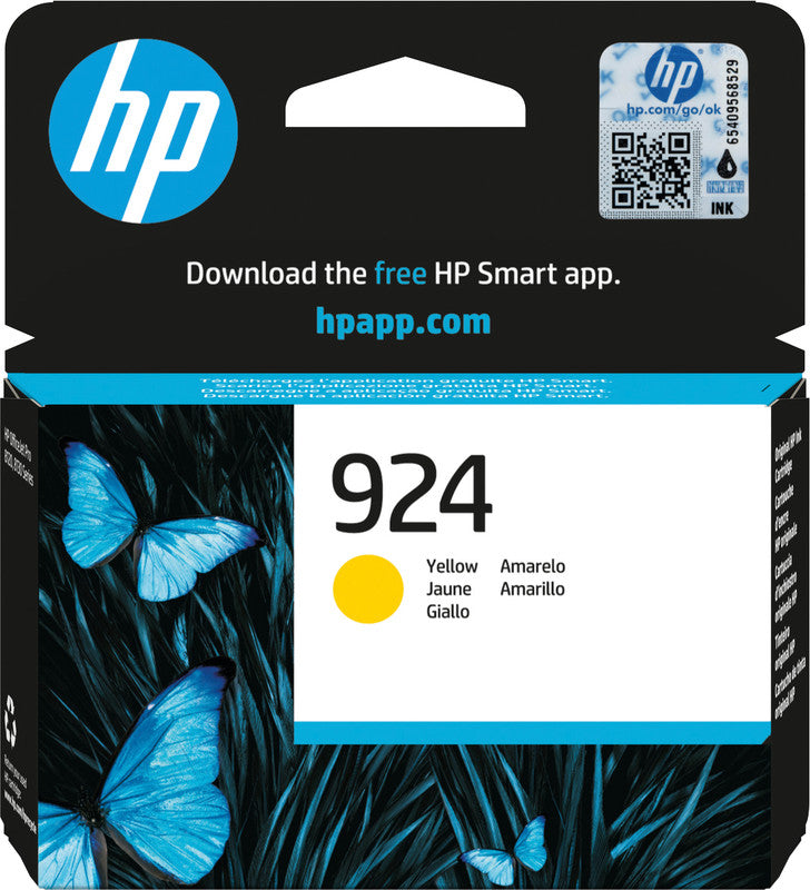 HP 924 Gelb Tintenpatrone (Original) – 400 Seiten – für HP OfficeJet Pro 8120e/8130e/8135e – 4K0U5NE