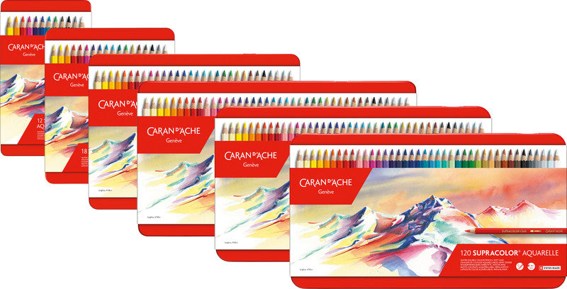 Caran d-Ache Caran d'Ache Aquarellfarbstifte Supracolor Soft – 120 Farben, im Metalletui, Ø 3,8 mm, FSC