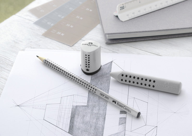 Faber-Castell Grip 2001 Bleistift, Dreikant, 2B, Mine Ø 2 mm, Grau