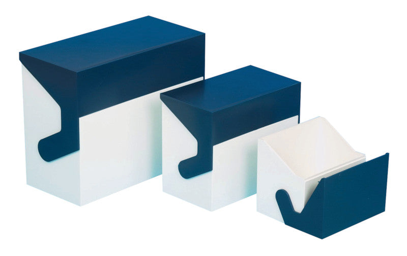 Styro Karteikasten A6 quer, Weiss/Blau, Kunststoff – für A6-Karteikarten