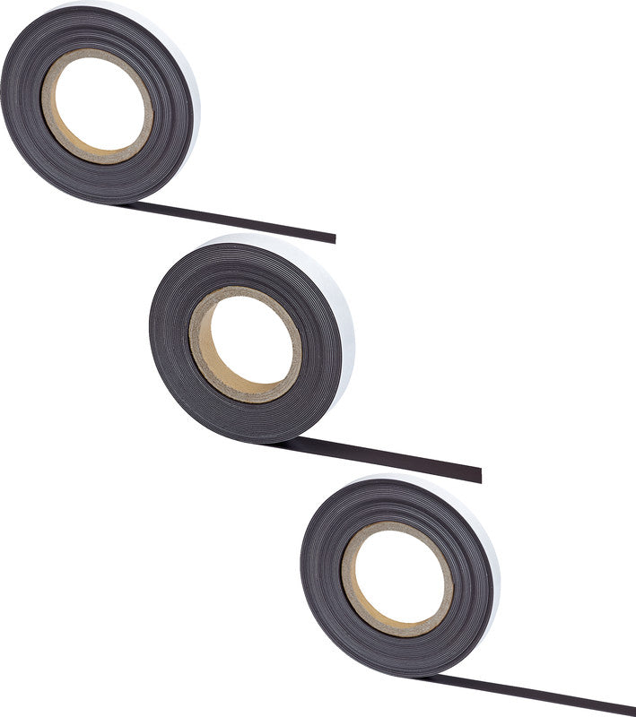 MAUL Magnetband – 25 × 10'000 mm, 1 mm dick, selbstklebend, schwarz/weiss
